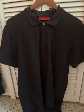 Classic dark brown Polo Shirt with Subtle Red Accent